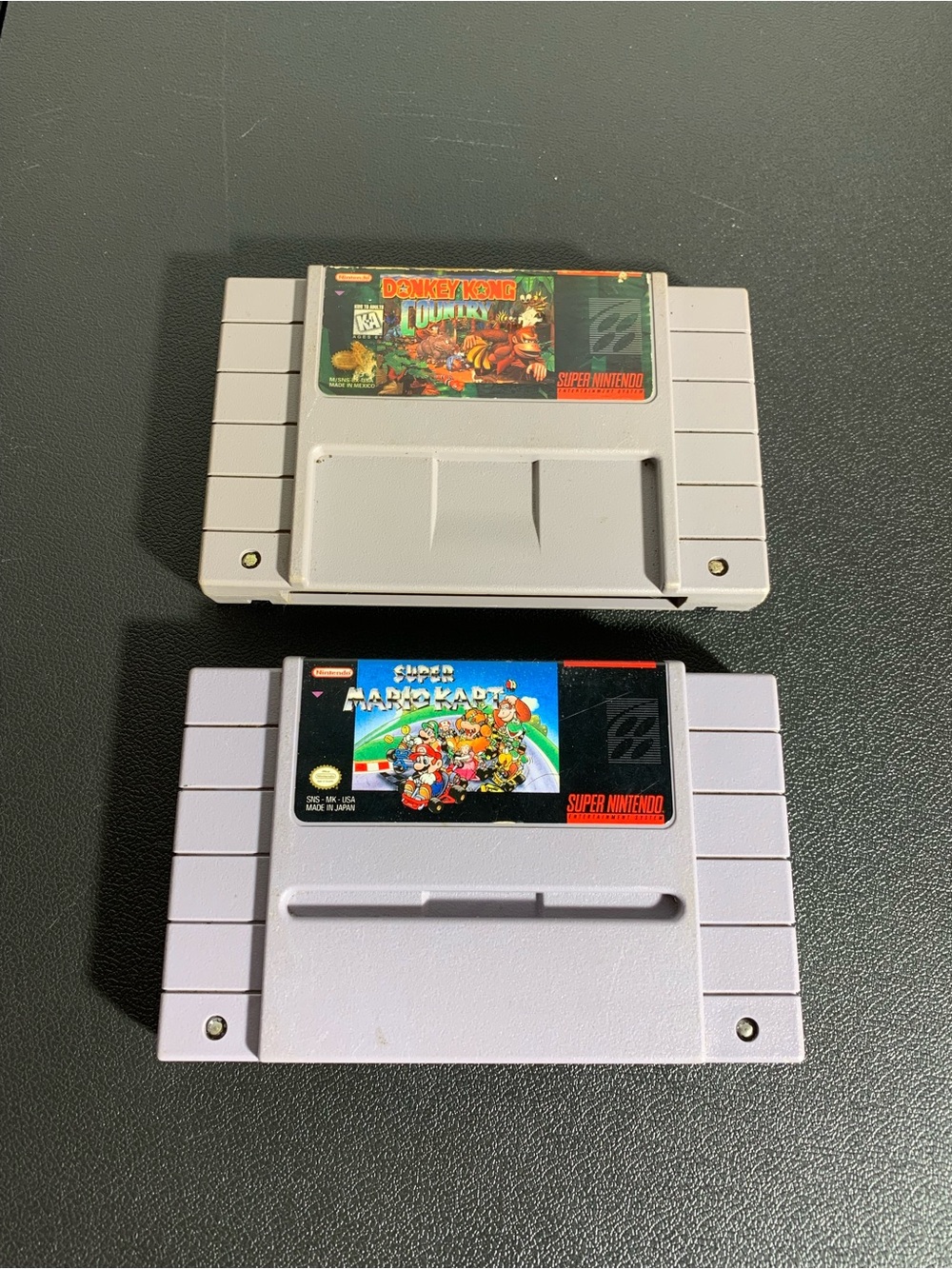 Nintendo SNES Game Cartridges Donkey Kong & Super Mario Kart